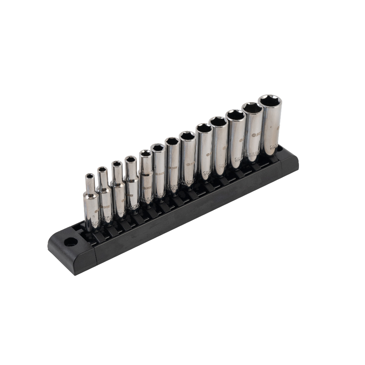 SGS 13pc 1/4in Drive Metric Deep Socket Set | 4mm-14mm | Magnetic Rail